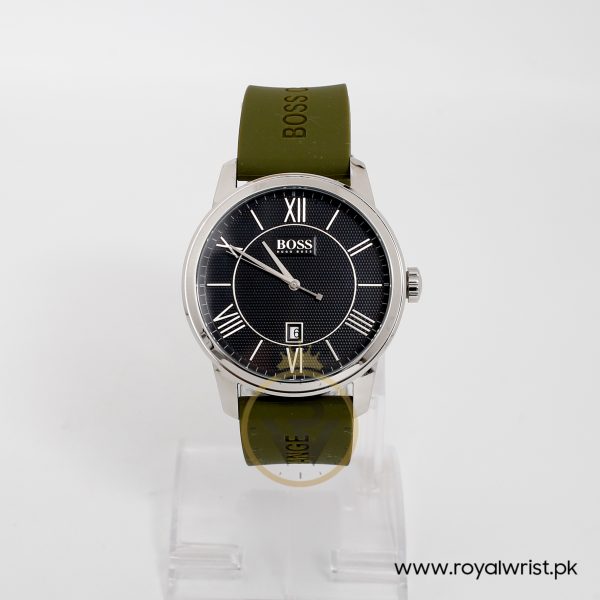 Hugo Boss Men’s Quartz Green Silicone Strap Black Dial 43mm Watch 1512974/2