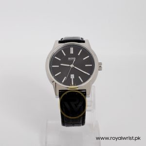 Hugo Boss Men’s Quartz Black Leather Strap Black Dial 44mm Watch 1512911
