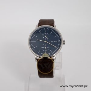 Esprit Men’s Quartz Brown Leather Strap Blue Dial 42mm Watch ES906731004X