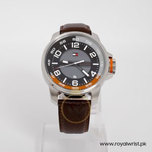 Tommy Hilfiger Men’s Quartz Brown Leather Strap Multi Color Dial 46mm Watch 1790716