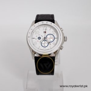 Tommy Hilfiger Men’s Quartz Black Leather Strap White Dial 45mm Watch 1781052
