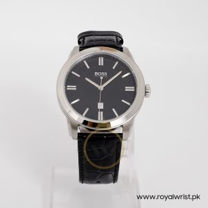 Hugo Boss Men’s Quartz Black Leather Strap Black Dial 44mm Watch 1512767