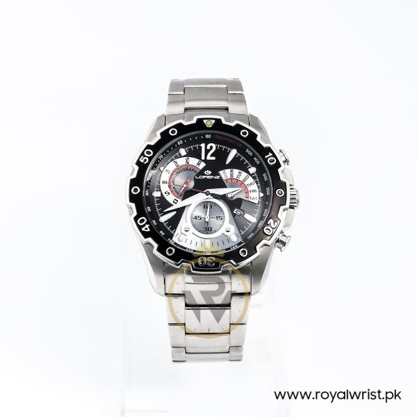 Lorenz Men’s Quartz Silver Stainless Steel Black Dial 44mm Watch 26450AA