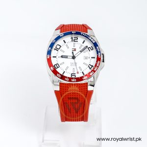 Tommy Hilfiger Men’s Quartz Red Silicone Strap White Dial 43mm Watch 1790886