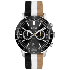 Hugo Boss Men’s Quartz Multi Nylon Strap Black Dial 44mm Watch 1513963