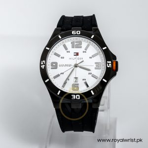 Tommy Hilfiger Men’s Quartz Black Silicone Strap White Dial 46mm Watch 17910685
