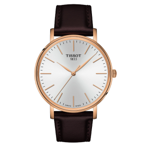 TISSOT Men’s Swiss Made Quartz Brown Leather Strap White Dial 40mm Watch T143.410.36.011.00