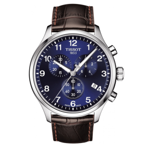 TISSOT Men’s Swiss Made Quartz Brown Leather Strap Blue Dial 45mm Watch T116.617.16.047.00