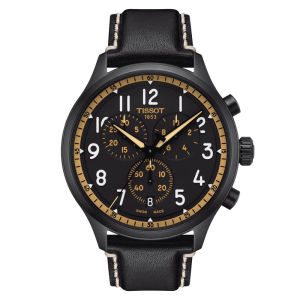 TISSOT Men’s Swiss Made Quartz Black Leather Strap Black Dial 45mm Watch T116.617.36.052.02