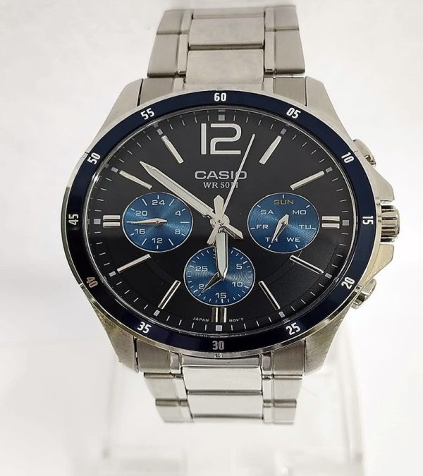 Casio Men’s Quartz Silver Stainless Steel Black Dial 41mm Watch MTP-1374D-2AVDF