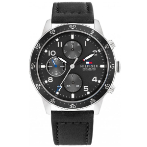 Tommy Hilfiger Men’s Quartz Black Leather Strap Black Dial 44mm Watch 1791947
