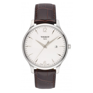 TISSOT Men’s Swiss Made Quartz Brown Leather Strap Silver Dial 42mm Watch T063.610.16.037.00