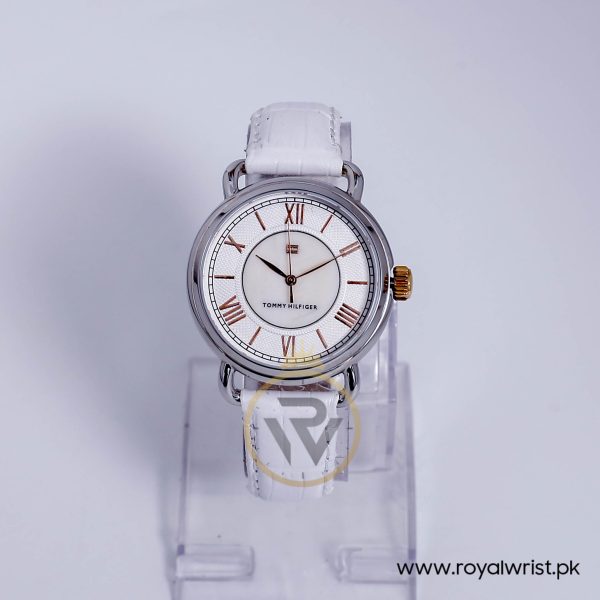 Tommy Hilfiger Women’s Quartz White Leather Strap Mother Of Pearl 39mm Watch 1780898