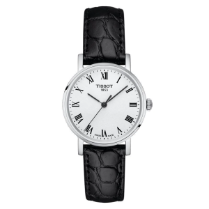 Tissot Women’s Quartz Swiss Made Black Leather Strap Silver Dial 30mm Watch T109.210.16.033.00