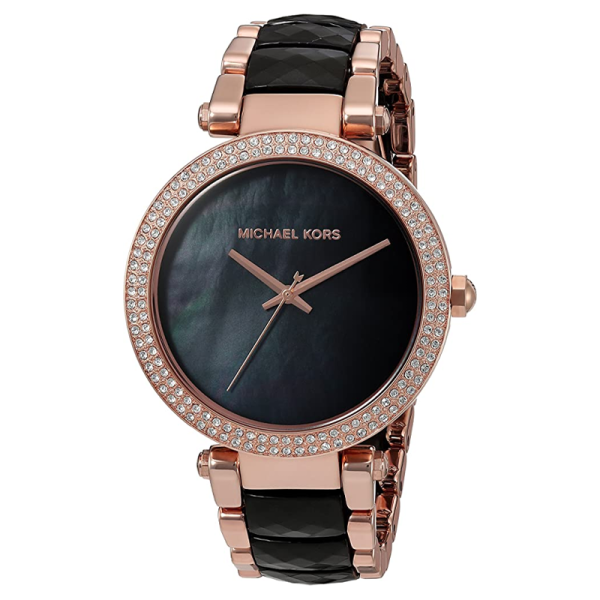 Michael Kors Women’s Quartz Two-tone Stainless Steel Black Mother Of Pearl Dial 39mm Watch MK6414