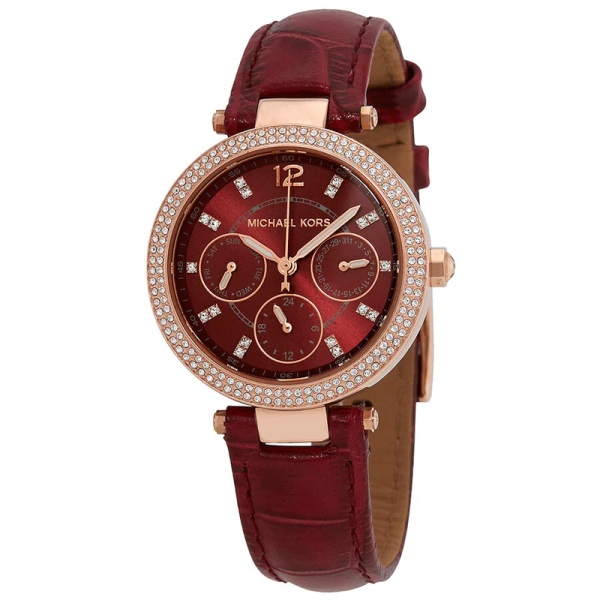 Michael Kors Women’s Quartz Red Leather Strap Red Dial 33mm Watch MK6451