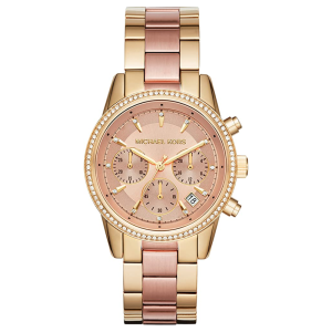 Michael Kors Women’s Quartz Two-tone Stainless Steel Rose Gold Dial 37mm Watch MK6475