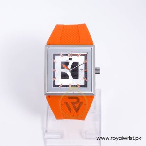 Hugo Boss Men’s Quartz Orange Silicone Strap Silver Dial 40mm Watch 1512702