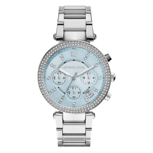 Michael Kors Women’s Quartz Silver Stainless Steel Sky Blue Dial 39mm Watch MK6104