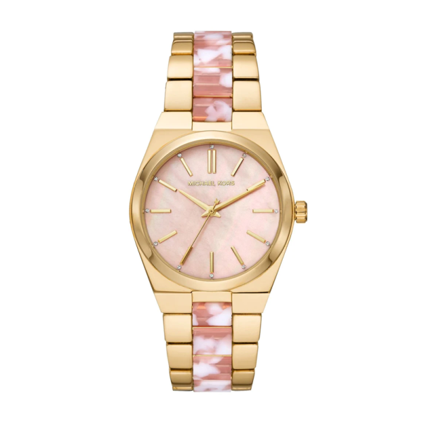 Michael Kors Women’s Quartz Two-tone Stainless Steel Pink Mother of Pearl Dial 36mm Watch MK6650