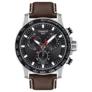 TISSOT Men’s Swiss Made Quartz Brown Leather Strap Black Dial 45mm Watch T125.617.16.051.01