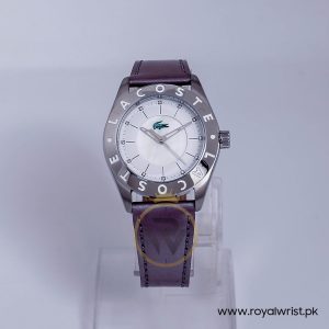 Lacoste Women’s Quartz Silver Purple Leather Strap Mother Of Pearl Dial 36mm Watch 2000537