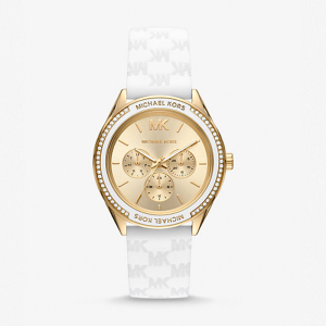Michael Kors Women’s Quartz White Silicone Strap Gold Dial 40mm Watch MK7267