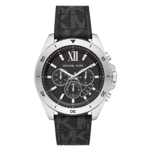 Michael Kors Men’s Quartz Black Silicone & Leather Strap Black Dial 45mm Watch MK8850