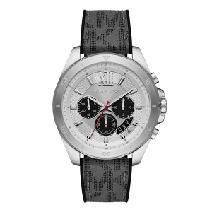 Michael Kors Men’s Quartz Grey Silicone & Leather Strap Silver Dial 45mm Watch MK8922