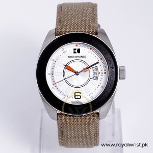 Hugo Boss Men’s Quartz Sand Nylon Strap White Dial 43mm Watch 1512547