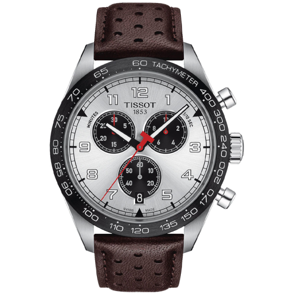 TISSOT Men’s Swiss Made Quartz Brown Leather Strap Silver Dial 45mm Watch T131.617.16.032.00