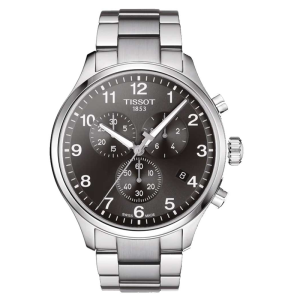 TISSOT Men’s Quartz Swiss-Made Silver Stainless Steel Black Dial 45mm Watch T116.617.11.057.01