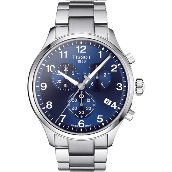 TISSOT Men’s Quartz Swiss-Made Silver Stainless Steel Blue Dial 45mm Watch T116.617.11.047.01