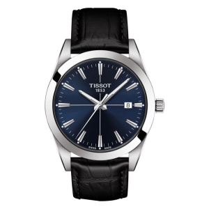 TISSOT Men’s Swiss Made Quartz Black Leather Strap Blue Dial 40mm Watch T127.410.16.041.01