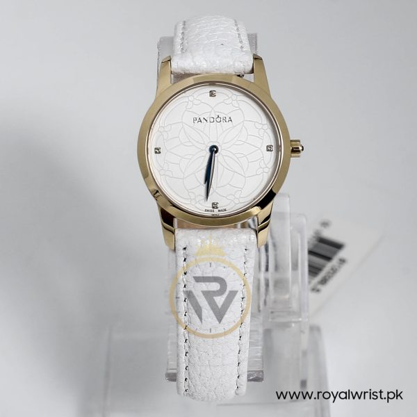 Pandora Women’s Original Diamond Quartz Swiss Made Leather Strap White Dial 30mm Watch 812038LS/2 – Gold Plated