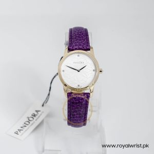 Pandora Women’s Original Diamond Quartz Swiss Made Purple Leather Strap White Dial 30mm Watch 811037LS/2 – Gold Plated