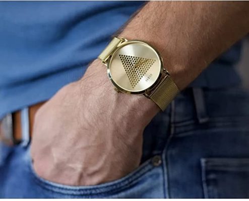 Guess Men’s Quartz Gold Stainless Steel Gold Dial 44mm Watch GW0049G1
