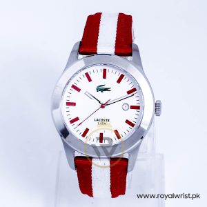 Lacoste Men’s Quartz Red & White Nylone Strap White Dial 42mm Watch 2010502