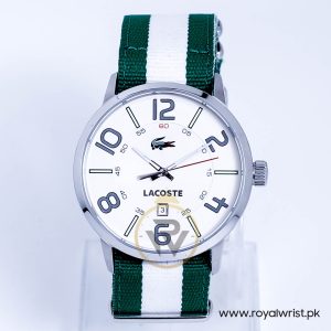 Lacoste Men’s Quartz Green & White Nylone Strap White Dial 44mm Watch 2010497/2