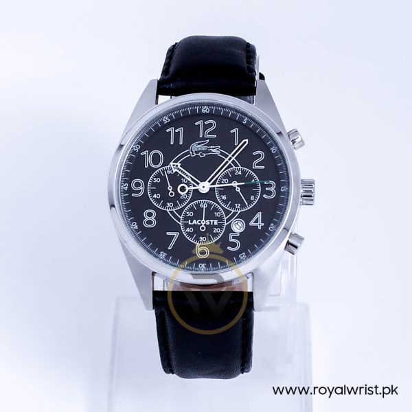 Lacoste Men’s Quartz Black Leather Strap Black Dial 43mm Watch 2010621