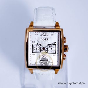 Hugo Boss Men’s Quartz White Leather Strap White Dial 39mm Watch 1502221