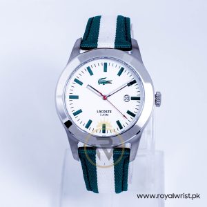 Lacoste Men’s Quartz Green & White Nylone Strap White Dial 42mm Watch 2010501