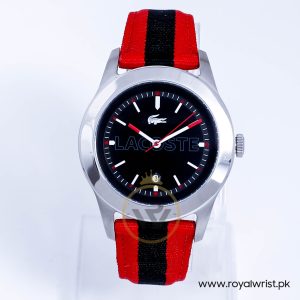 Lacoste Men’s Quartz Red & Black Nylone Strap Black Dial 42mm Watch 2010614