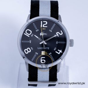 Lacoste Men’s Quartz Black & Grey Nylone Strap Black Dial 44mm Watch 2010497