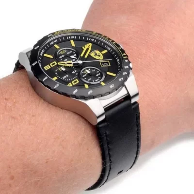 Scuderia Ferrari Men’s Chronograph Quartz Leather Strap Black Dial 45mm Watch 830360