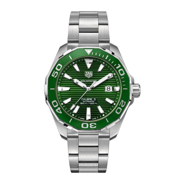 Tag Heuer Men’s Automatic Swiss Made Silver Stainless Steel Green Dial 43mm Watch WAY201S.BA0927