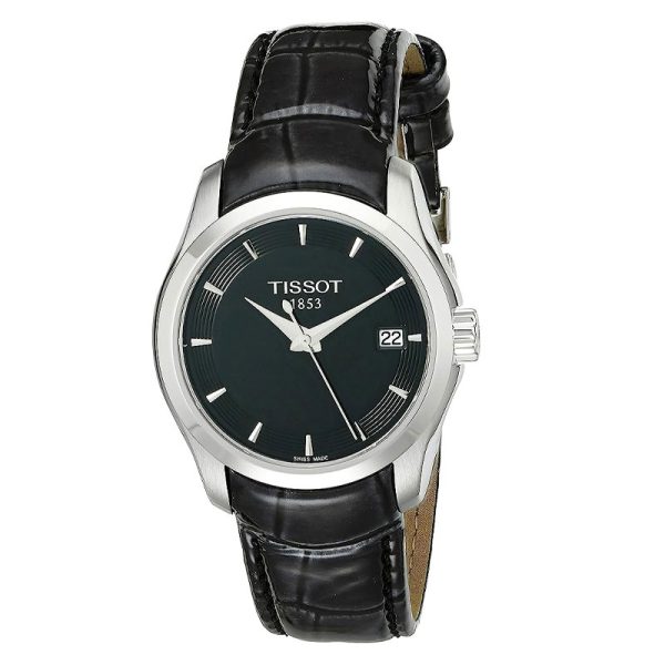 Tissot Women’s Quartz Swiss Made Black Leather Strap Black Dial 33mm Watch T035.210.16.051.00