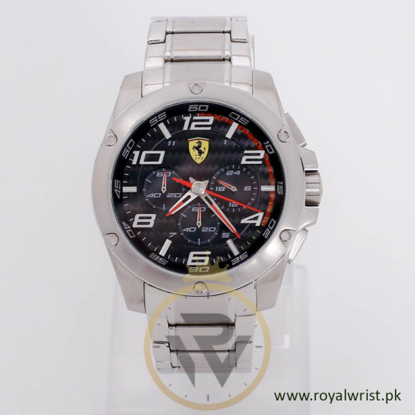 Ferrari Men’s Quartz Silver Stainless Steel Black Dial 46mm Watch 830035