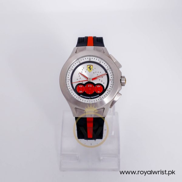 Ferrari Men’s Quartz Red & Black Silicone Strap Silver Dial 42mm Watch SF.03.1.34.0013