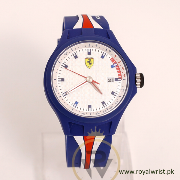 Ferrari Men’s Quartz Multi Silicone Strap White Dial 44mm Watch 0830069